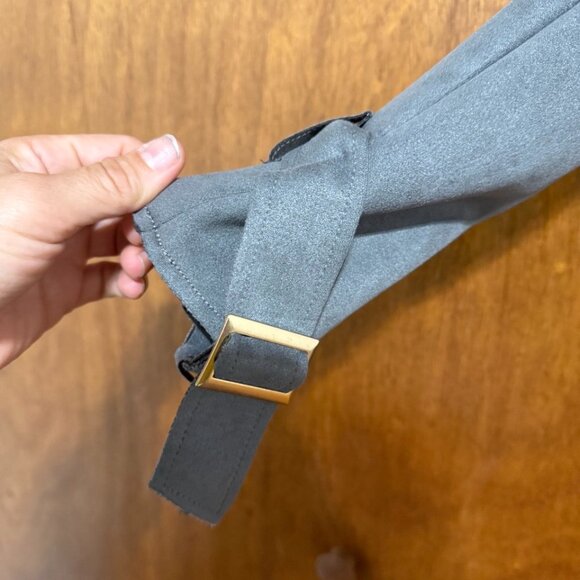 Lightweight Suede-Like Calf Length Jacket/Overshirt/Trench - Grey/Gray - Size L - Picture 2 of 9